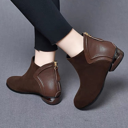 【35-41】 2024 Jesienno-zimowe nowe buty Martin z kaszmiru i skóry bydlęcej z okrągłą główką na niskim, krótkim obcasie!-3752753