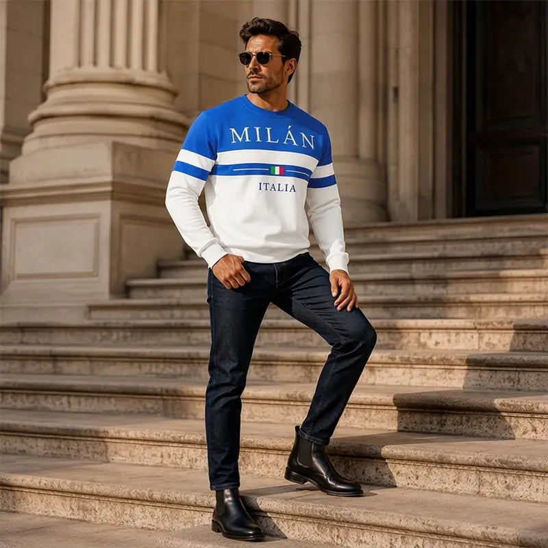 【S-6XL】Muške majice dugih rukava s natpisom „Milano Italia”