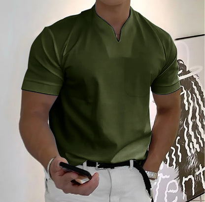 👕【Letnia oferta】【S-5XL】Męska koszula z krótkim rękawem i dekoltem w serek
