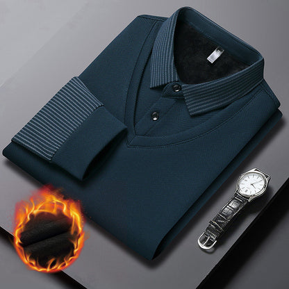 【⚡Obniżka 120 zł】【M-4XL】Dwukolorowa koszulka POLO z paskami i efektem fałszywej warstwy