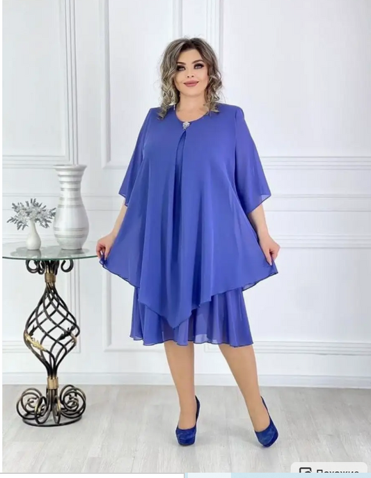 💟【S-5XL】👗【40-120kg】2024 nowa elegancka sukienka z szyfonu 3658434