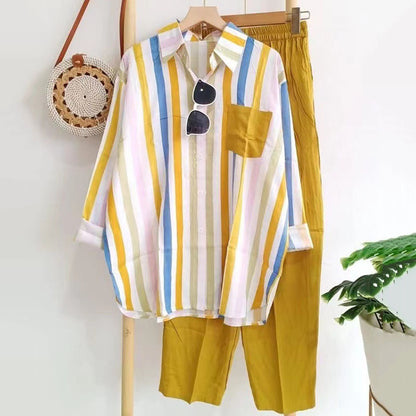[S-5XL] 🌸 Damski prążkowany casualowy komplet dwuczęściowy (wiosna–lato) – przyjemny dla skóry i wygodny