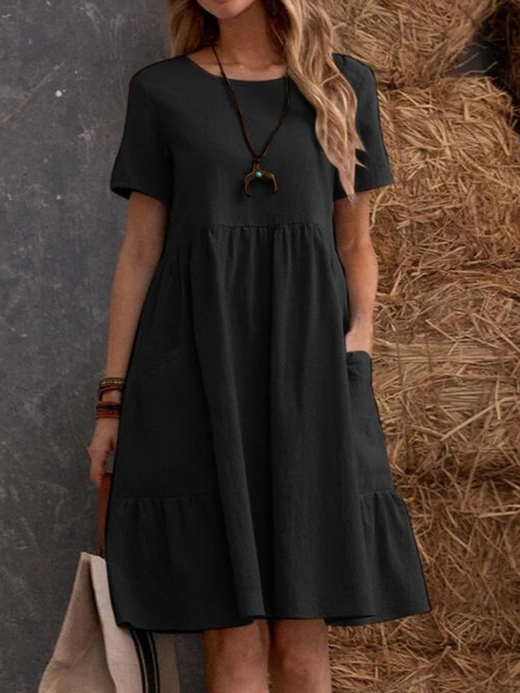 👗💖Vremenski ograničena promocija😍【S-4XL】✨Nova haljina za proljeće/ljeto 2026., kratki rukavi s V-izrezom.