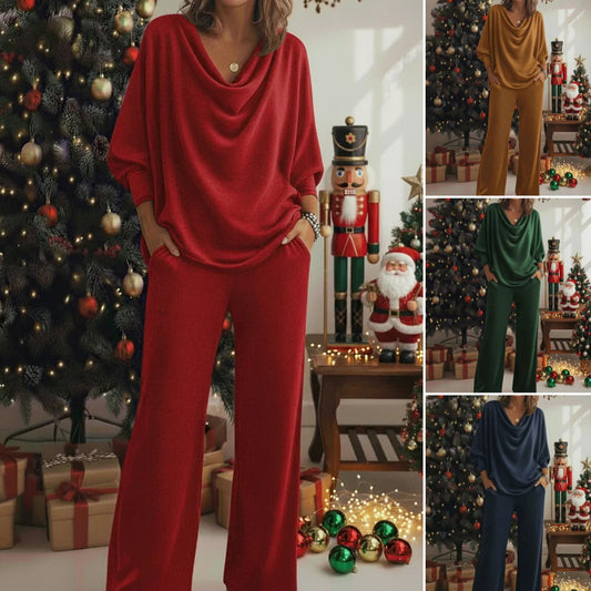 📢📢 60% zniżki!!! 🎅 Zestaw dwóch części: wygodna koszulka z weluru i spodnie z elastycznym dekoltem