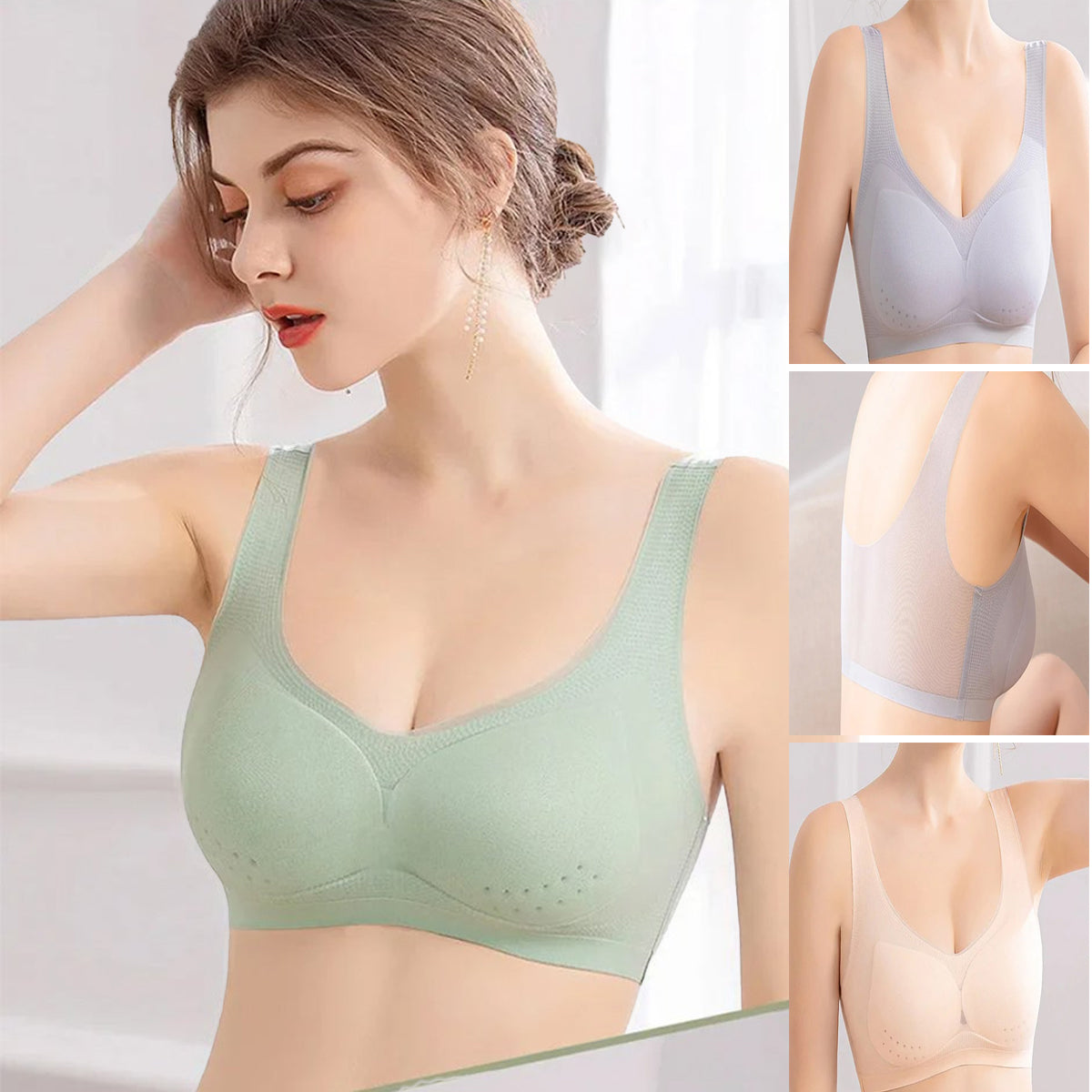 🔥 【Gorąca sprzedaż】🔥Lateksowy biustonosz, cienki i oddychający, bez drutów, super wygodny_3619271