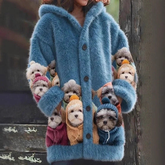 【S-5XL】Pluszowy, uroczy płaszcz z kapturem i podszewką z polaru