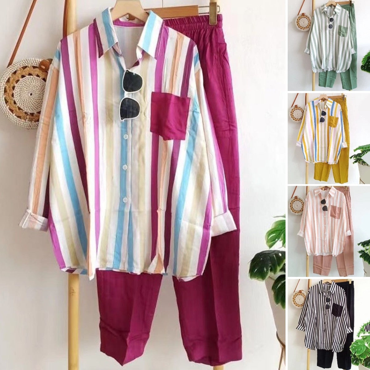 [S-5XL] 🌸 Damski prążkowany casualowy komplet dwuczęściowy (wiosna–lato) – przyjemny dla skóry i wygodny
