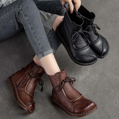 🌷Nowości z wczesnej jesieni 2025 w przedsprzedaży 🎉🌟【35-40】👢Klasyczne, damskie, retro, modne, krótkie, skórzane buty z miękką podeszwą i bocznym zamkiem błyskawicznym