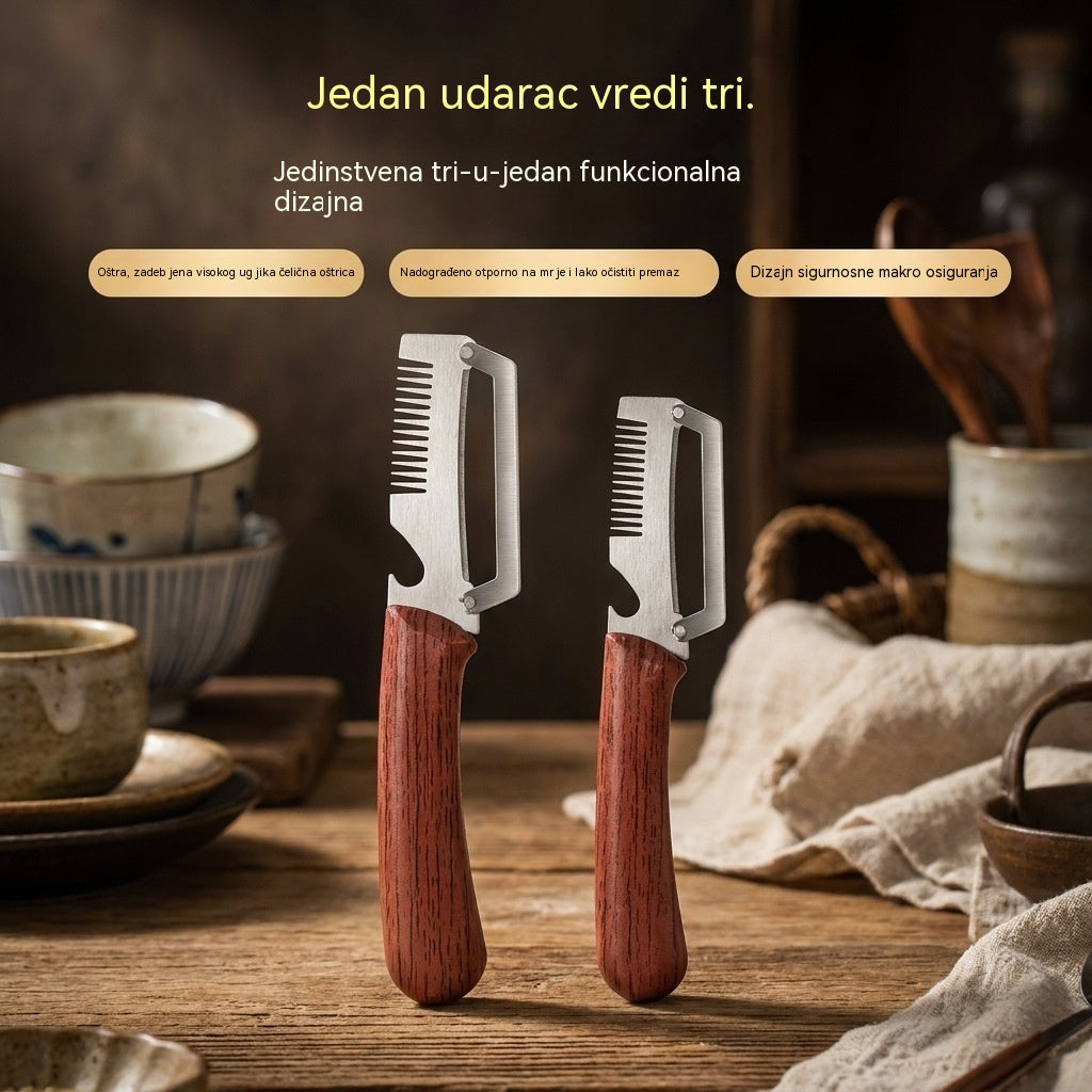 ✅Kupite 1, dobijte 1 gratis (2 artikla) 🧅🔪 Višenamjenska 3-u-1 gulilica za kuhinju: Guli, reže i otvara boce! 🔥