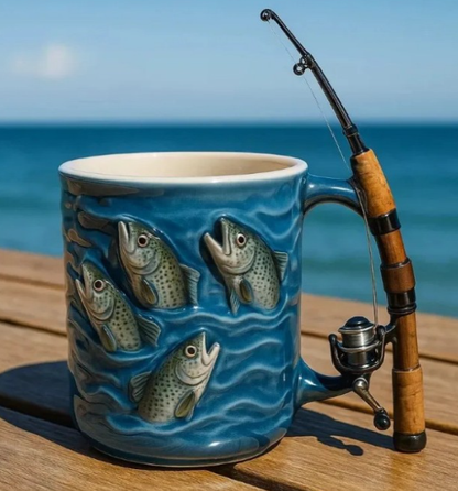 🎣☕Nova šalica za ribolov Kreativna šalica izrađena od smole, posebno dizajnirana za ljubitelje ribolova.