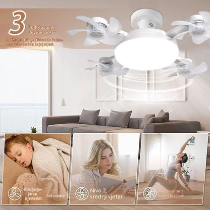 【50% popusta na narudžbe izvršene danas】Dron ventilator s četiri lopatice, žarulja E27 i daljinski upravljač