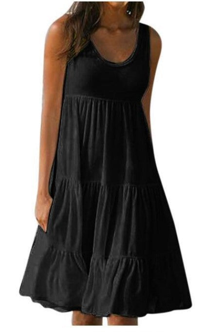 👗 【S-5XL】 Prosta sukienka w jednolitym kolorze-3686031