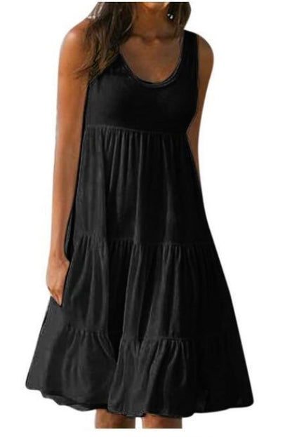 👗 【S-5XL】 Prosta sukienka w jednolitym kolorze-3686031