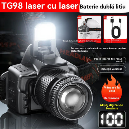 💡【50% OFF】Snažna indukcijska svjetiljka za glavu za kućnu upotrebu, vanjsku upotrebu, zumiranje, veliki domet, punjiva, dugotrajna, noćno hodanje, avanturu, noćni ribolov 