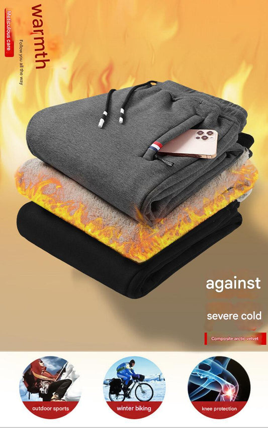 👖🔥  Zimowe męskie zimowe spodnie z owczej wełny 2024, zagęszczone, na co dzień, ciepłe, ciepłe spodnie dresowe 3834448