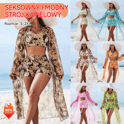☀️👙【S-2XL】Damskie bikini trzyczęściowe z nadrukiem, seksowne i wysokiej jakości