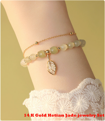 ✨ Nowa bransoletka z jadeitu Hetian z 14-karatowego złota 3869033