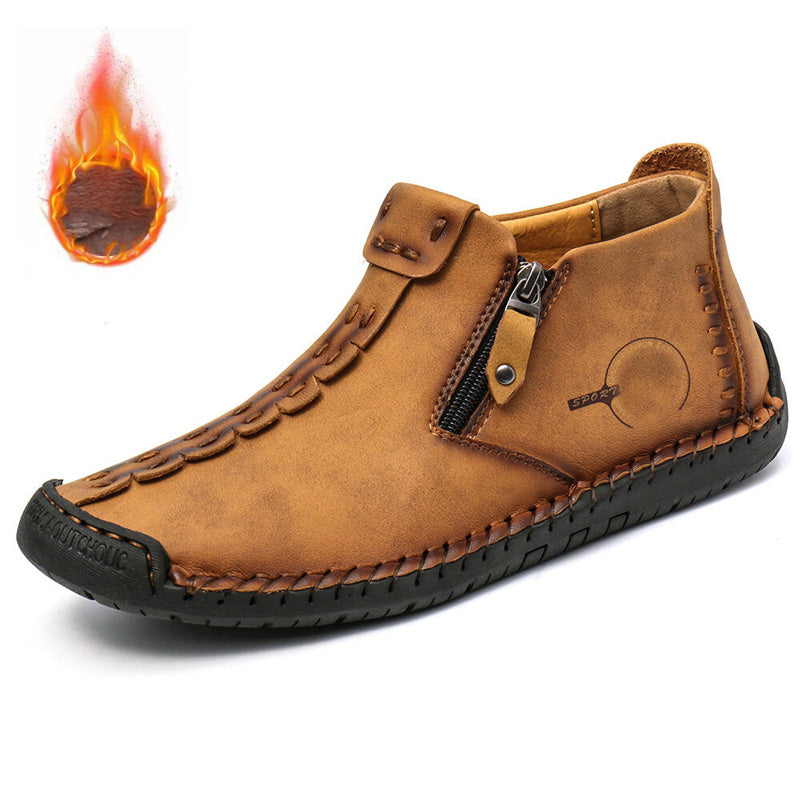 🥾Kompletně ručně vyrobené pánské boty Martens z pravé kůže (38-48), s péřovou podšívkou a zipem - teplé, pohodlné a elegantní, vhodné na zimu.