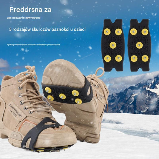 👴🚶🏔️❄️Kup 4, otrzymaj 4 gratis🔥Niewidoczne 5-punktowe antypoślizgowe pierścienie rakowe, raki do użytku na zewnątrz, odpowiednie do wędrówek po śniegu, wspinaczki górskiej i skałkowej.