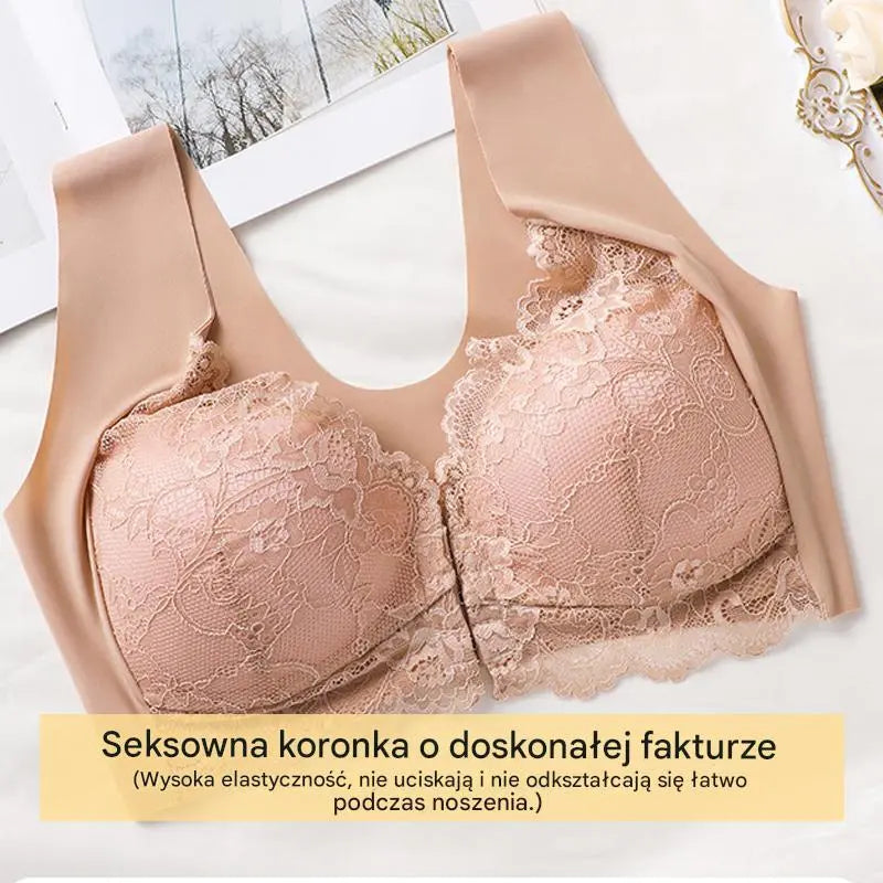 【40-100KG】Ten biustonosz ma efekt unoszenia, podnoszącą i dopasowującą się konstrukcję oraz zapięcie z przodu.