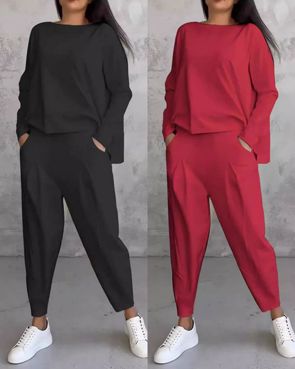 💥💃 Ograničena ponuda 49% praznina 💖 Nova kolekcija rana jesen 2025 - komplet dugi rukav i duga hlača - mekan i topao. 