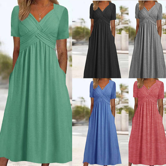 🔥🔥【3/8 Wyprzedaż z okazji Dnia Kobiet 38% zniżki】【S-5XL】Nowa bawełniana sukienka midi casualowa-