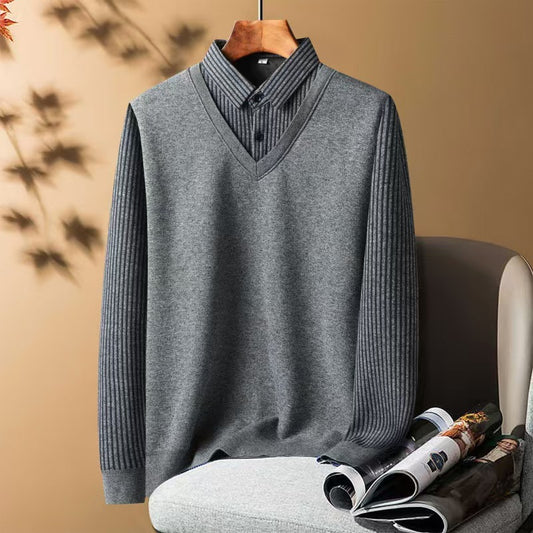 🔥【Jedna rzecz z 50% tymczasową zniżką】👔 [M-5XL] Sweter męski z dodatkiem pluszowego materiału, który pogrubia i utrzymuje ciepło-3854189