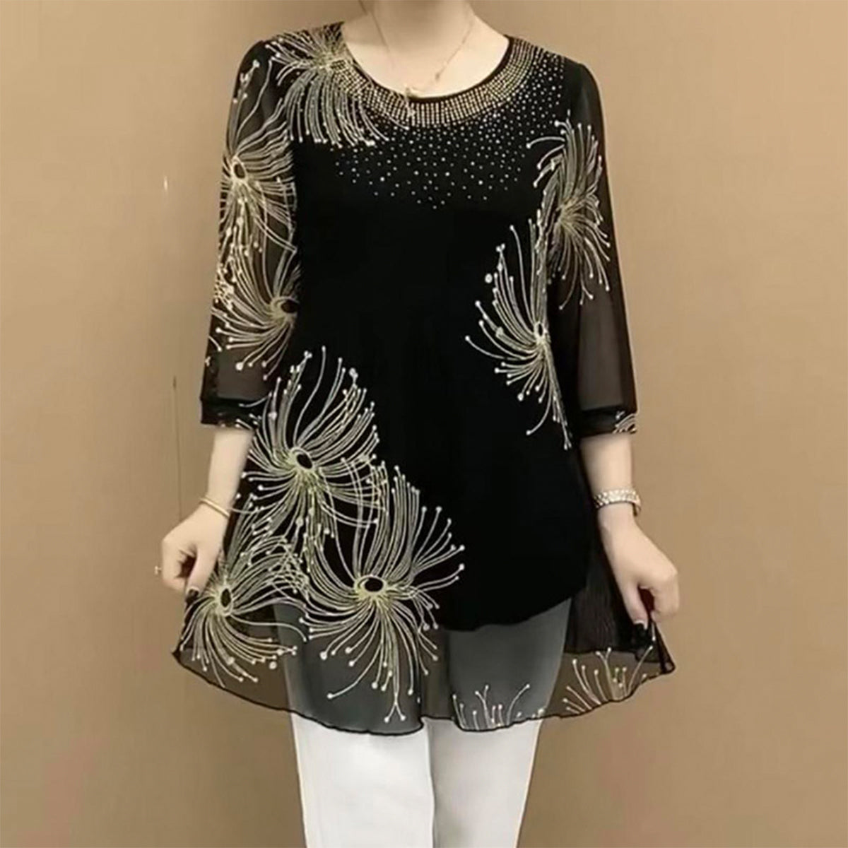 ✨👚【50% zniżki】💖2025 lato nowa moda elegancka damska koszula z szyfonu z nadrukiem, wygodna i oddychająca