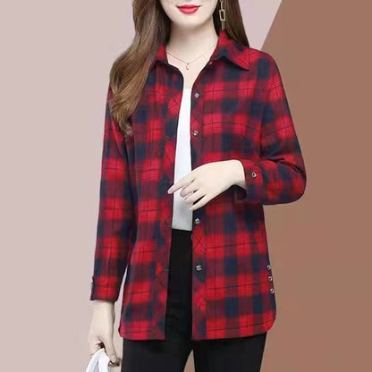 【🎁Kup 1, a 1 otrzymasz gratis】💕【XL-5XL】Nowe modne i wszechstronne jesienne koszule w kratę dla kobiet