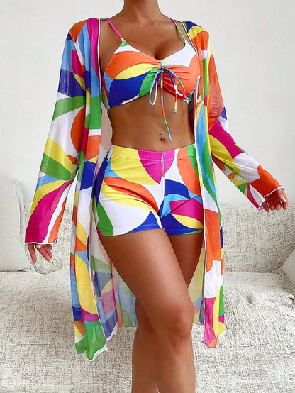 【Oferta limitată】👙 Nowy modny trzyczęściowy kostium kąpielowy, komfortowy i dostępny w wielu kolorach