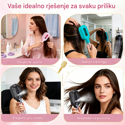 💖💨Češalj s funkcijom prskanja jednim gumbom koji učinkovito sprječava zapetljavanje kose.