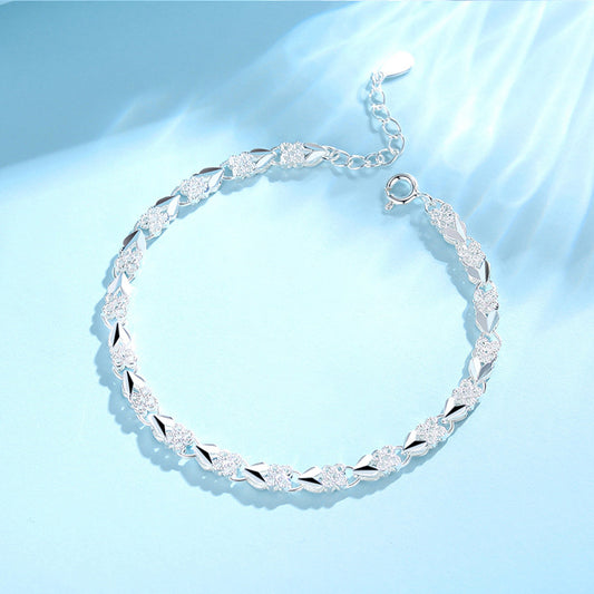 💖🍀Love New Fashion Bransoletka ze srebra próby 925 z czterolistną koniczyną dla kobiet--3676454