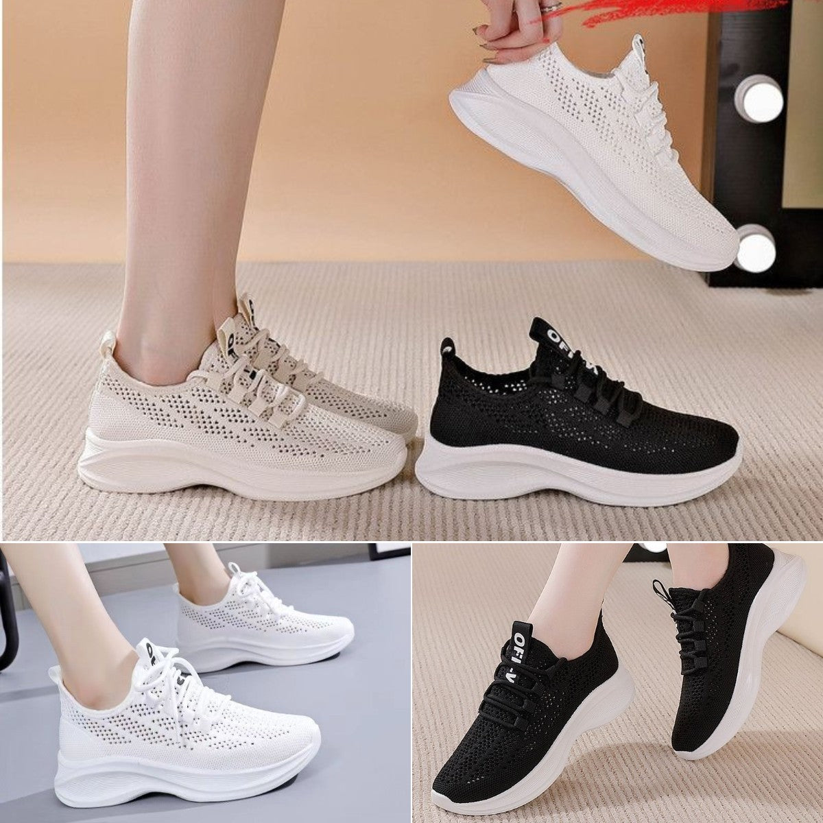 👟【35-41】 2024 Modne damskie buty sportowe z pustą siateczką oddychające siateczką codzienne buty sportowe Wszechstronne 3696571