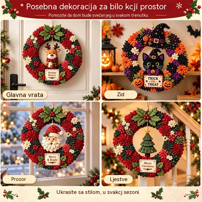 ⏰ ✨ Napravite božićni vijenac koji ćete s ponosom pokazati 🎄❤️ Komplet za izradu (3D tehnika umetanja tkanine) s uključenim podukama i vodičem.