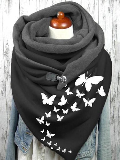 🔥Modny, klasyczny ciepły szalik turban [35% rabatu]🔥Ciepły szalik z bawełnianym nadrukiem i guzikami--3776320