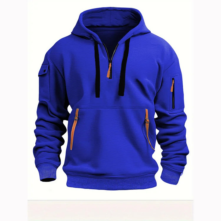 【S-5XL】Męska sportowa bluza z kapturem zapinana na zamek i wiele kieszeni-3770240
