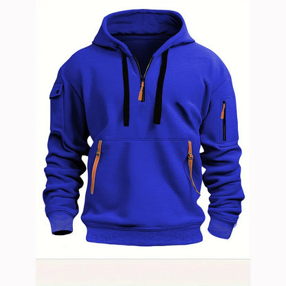 【S-5XL】Męska sportowa bluza z kapturem zapinana na zamek i wiele kieszeni-3770240
