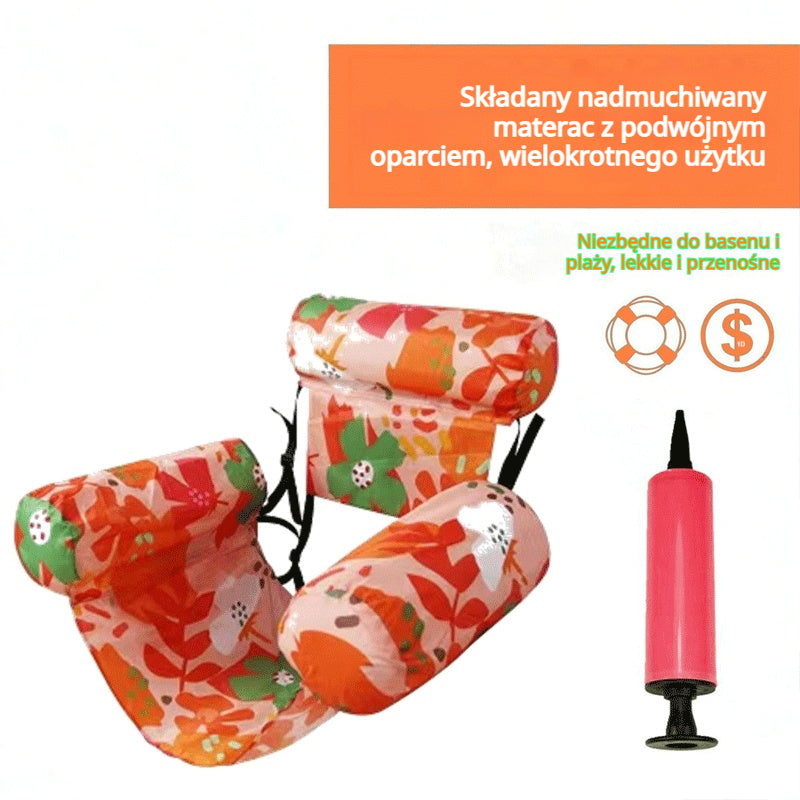 💦📢 Składany pływający materac z oparciem
