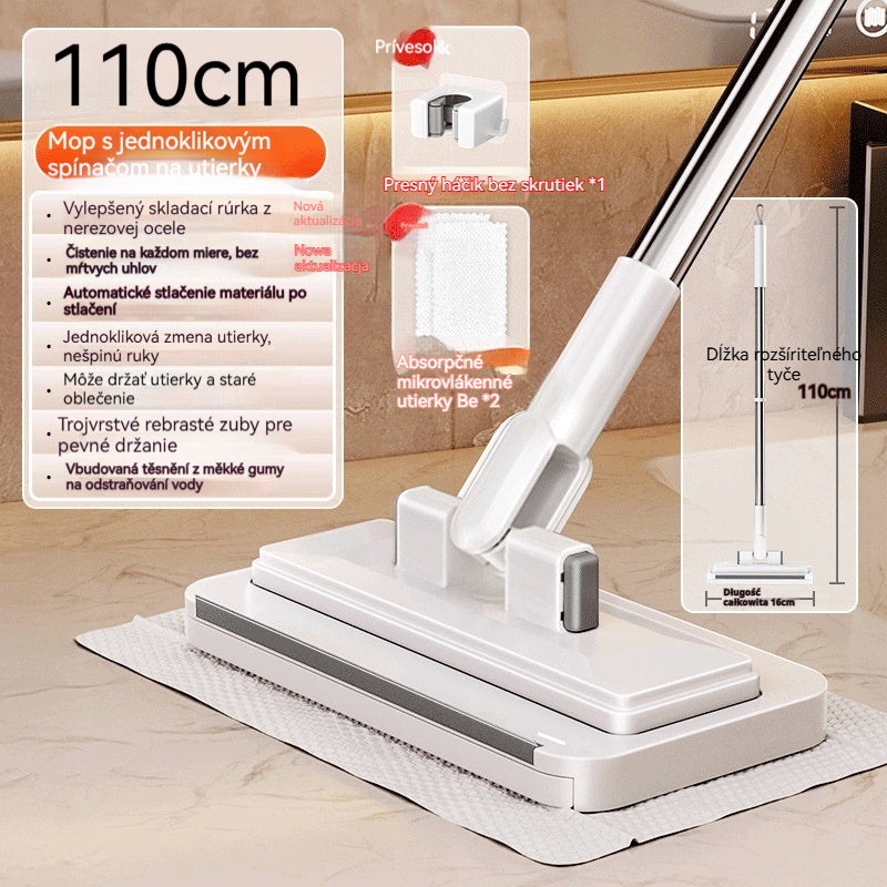 🔥【4-dielna sada】Multifunkčný mop s klipsom na handričku, nový domáci mop bez potreby prania
