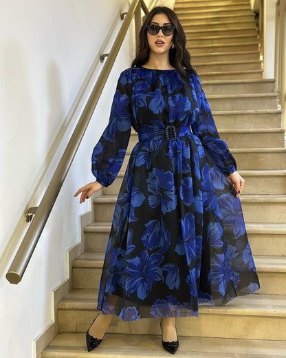 🔥【S-5XL】👗Nowa letnia elegancka sukienka z tiulu w kwiaty 3655132