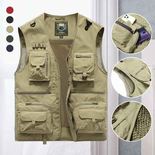 🌴🎣【S-5XL】2025 Nowa wiosenno-letnia seria cienkich kamizelek roboczych/wędkarskich na zewnątrz, oddychająca, trwała, wiele kieszeni - unisex--3928748