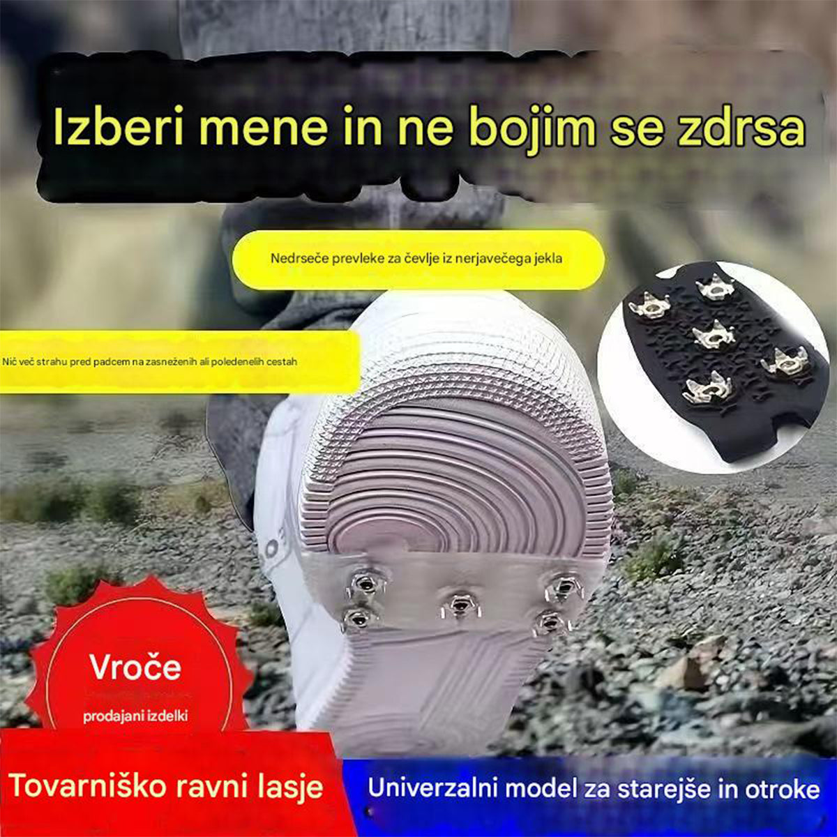 👴🚶🏔️Kupite 1, dobite 1 gratis🔥Nevidne rokavice z derezami s petimi zobmi, protizdrsne, primerne za pohodništvo in alpinizem po snegu
