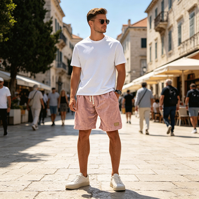 ⏳🔥【Ostatni dzień -50%】👖【S-5XL】【55-110 kg】Męskie casualowe szorty 2026 z efektem lnu i sznurkiem (duże rozmiary).