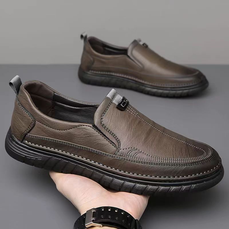 【39-44】Casualowe buty skórzane, miękka podeszwa, antypoślizgowe--3657085