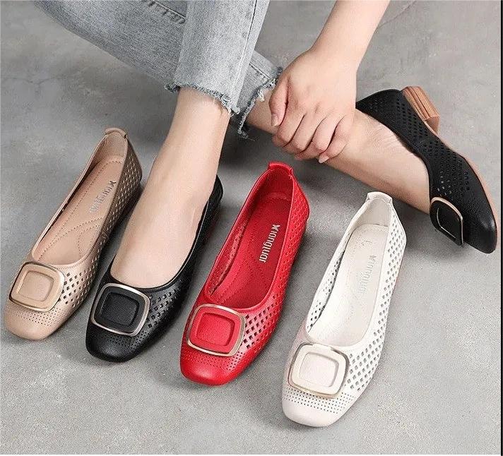 🔥🥿【35-40】Letnie buty z prawdziwej skóry, buty ze skóry w kolorze nude, buty damskie z miękką podeszwą z płytkimi ustami-3710146