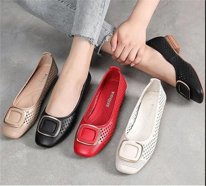 🔥🥿【35-40】Letnie buty z prawdziwej skóry, buty ze skóry w kolorze nude, buty damskie z miękką podeszwą z płytkimi ustami-3710146
