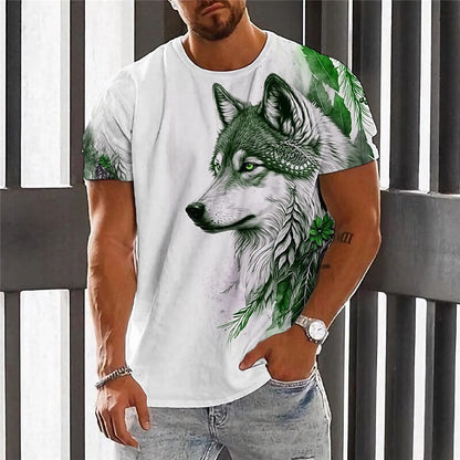 💥👕【2XS-6XL】🌹🏆Ljetni novi proizvod 2026. - Muška majica kratkih rukava s printom vukova - Pamuk ugodan za kožu, mekan i prozračan