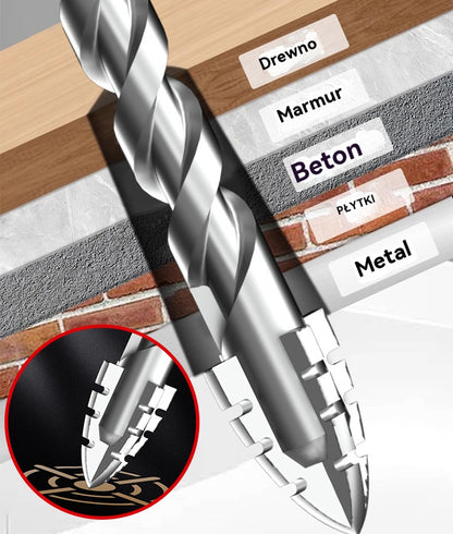 🥇【3+4+5+6+8+10+12】Wiertło mimośrodowe 7. generacji z supertwardej stali wolframowej z ząbkowaną krawędzią
