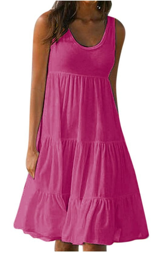 👗 【S-5XL】 Prosta sukienka w jednolitym kolorze-3686031