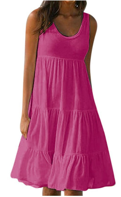 👗 【S-5XL】 Prosta sukienka w jednolitym kolorze-3686031